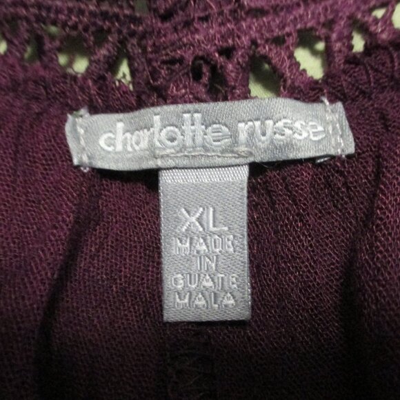 Charlotte Russe NEW top purple Whimsy Goth feminine lace open shoulder size XL - Picture 2 of 9